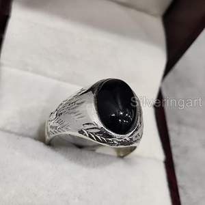 Bague pour homme en argent sterling 925, pierre précieuse en onyx noir naturel, pierre de naissance de décembre, cadeau de Noël, cadeau de fête des pères, vente en gros - Product Image 2