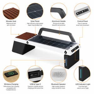 Panchina Solare Intelligente da <span class=keywords><strong>Esterno</strong></span> con Ricarica Wireless e USB, Seduta Multifunzionale per Parchi a Tema e Attrazioni - Product Image 4