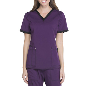 Haut à manches courtes lavable pour femme, vêtements de travail, infirmière, tissu extensible doux, vêtements médicaux, uniforme d'infirmière, ensemble de blouse de médecin, haut pour femme - Product Image 5
