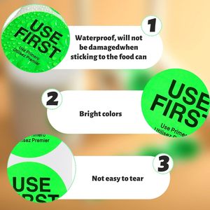 שימוש חוזר ראשון מדבקות למזון 1.5 אינץ' למסעדה דבק נשלף תוויות מזון תווית עיגול ירוק - Product Image 5