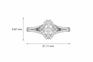 แหวนทองคำ 14K ประดับเพชรธรรมชาติ 23 เม็ด ทรงคลัสเตอร์ ฮาโล พร้อมก้านแหวนแบบแยกชิ้น ชุบโรเดียม ได้รับการรับรองจาก IGI - Product Image 2