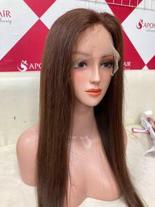 Pelucas frontales de encaje ondulado Natural, 150% de densidad, cabello humano listo para enviar, Color marrón oscuro #3 - Product Image 2