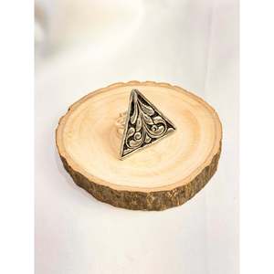 925 <b>Silver</b> Noor Chitai Triangular <b>Ring</b> Fine Quality Rose Gold and Gold Plated Trendy Inlay Gemstone <b>Ring</b> Gift - Product Image 3