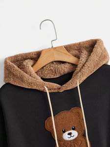 Sherpa Teddy Fleece <b>Fur</b> Sweatshirt With Custom Logo Best Quality Men <b>Fur</b> <b>Hoodies</b> With Kangaroo Pocket - Product Image 4