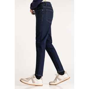 กางเกงยีนส์วินเทจทรงขาบานสไตล์ฮิปฮอป Y2K รุ่น MN-JNS-WS24-018B เอวสูง สีเข้ม ยีนส์เดนิมย้อมสีพื้นแบบเรียบ ดีไซน์ปะติดปะต่อ เหมาะสำหรับฤดูหนาว - Product Image 3