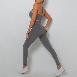 High Elastic Breathable Women's Yoga Set 2pcs Solid Pattern XL Size XXL Leggings Shorts Fitness <b>Sport</b> <b>Bra</b> Style for Adults - Product Image 5