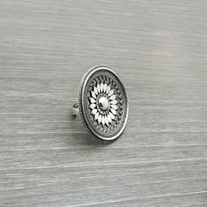 Solid 925 Sterling <b>Oxidized</b> Silver Artisan Look Ethnic Ring for Woman Girls Handcrafted Jewelry Wholesale Factory Price Supplier - Product Image 5