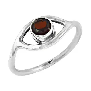 Anillo Delicado de Plata de Ley 925 con Granate para Mujer, Chapado en Rodio, Joyería Fina con Engaste de Platino para Regalo - Product Image 2