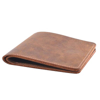 Dompet Lipat Panjang Kulit Asli Pria Mewah RFID Resleting Tahan Air Tempat Kartu Bisnis Logo Timbul Penutup Bergaya Poliester