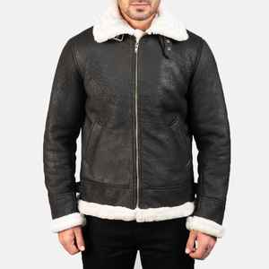 2026 Latest Custom Cowhide Genuine 100% Leather Windproof Cotton Nylon <b>Jacket</b> Zipper Closure <b>Men</b> Leather <b>Jacket</b> - Product Image 6