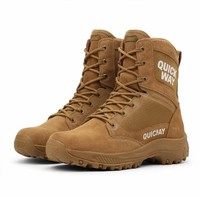 Bottes en daim personnalisées pour hommes, hautes, légères, respirantes, pour le désert et la randonnée, avec fermeture éclair latérale imperméable, couleur coyote