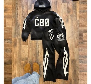 Ensemble de survêtement d'hiver unisexe avec logo personnalisé, vêtements de sport, style streetwear, confortable, respirant, de haute qualité, 100% coton doux - Product Image 5