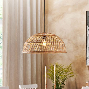 Lámpara colgante de ratán de media cúpula, pantalla de techo de ratán tejida hecha a mano, pantalla de mimbre Natural para decoración de comedor y restaurante - Product Image 2