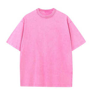 T-shirts Streetwear épais 100% coton unisexe à épaules tombantes, t-shirt vintage surdimensionné délavé à l'acide pour hommes - Product Image 4
