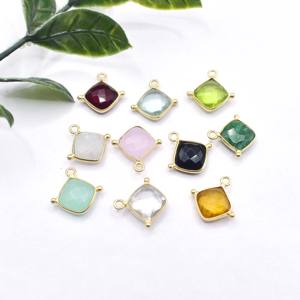 Charme coussin en quartz aqua, deux bézels Rawa, petit pendentif, pierre précieuse facettée, pierre de naissance pour bijoux DIY - Product Image 5