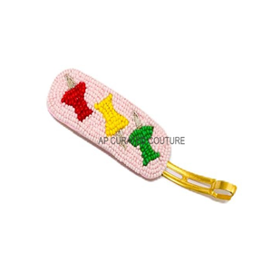 Pinces à cheveux en tissu de broderie personnalisable multicolore de style doux retour à l'école épingles à cheveux perlées cadeau - Product Image 5