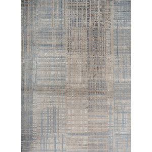 Tapis Kavi bleu noué à la main en laine et soie de bambou, motif abstrait, pour usage domestique (Srb(701(Fr)) - Product Image 3