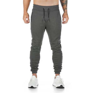 Pantalon pour homme en coton respirant à séchage rapide, couleur gris, prix bas, taille mi-haute avec poches zippées - Product Image 1