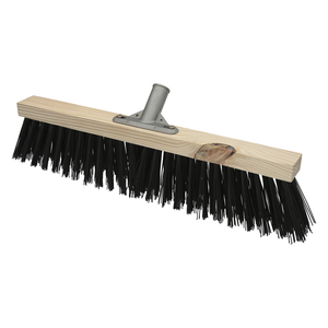 Industrial Sweeping Brush, Coarse Polypropylene Bristles. 50 cm Wooden Stand. Aluminum Claw. (Handle Not Included) - Product Image 1