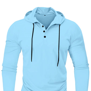 Sudaderas con capucha para deportes al aire libre para hombre, Camiseta ajustada de manga larga con cordón y capucha, sudaderas informales transpirables, camiseta con capucha - Product Image 4