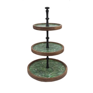 Support à gâteau rond en bois imprimé à un seul niveau, fini, pour mariage, anniversaire, présentoir personnalisé fait main en gros - Product Image 3
