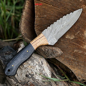 Cuchillo de caza de hoja fija de alta calidad con Funda de cuero para acampar al aire libre mango de madera OEM personalizable para minoristas - Product Image 5