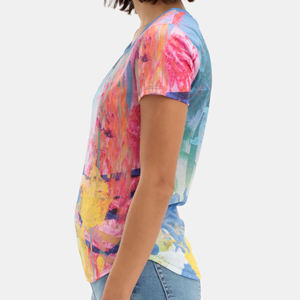 2023 tendance de haute qualité femmes à manches courtes t-shirts OEM personnalisé imprimé col rond écologique approvisionnement direct - Product Image 2