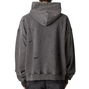 Sudaderas con Capucha Holgadas, Ligeras, con Logotipo Personalizado, Lavado Ácido Desgastado, Hombros Caídos, Estilo Urbano Vintage para Hombre - Product Image 2