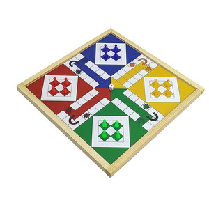Two-in-One <b>Wooden</b> Ludo & Checkers Chess <b>Game</b> Board Set for Adults & Children Customizable Logo - Product Image 2