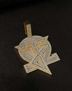 Custom Iced VVS Moissanite Baguette Pendant <b>Necklace</b> <b>Silver</b> <b>Letter</b> Crown Shield Hip Hop Jewelry for Men Passes Diamond Test - Product Image 1