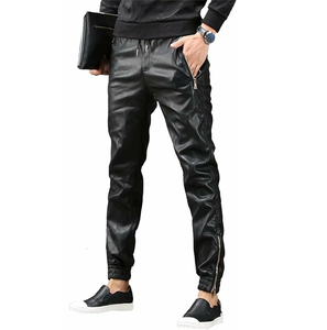 Pantalon en cuir noir respirant pour homme avec plusieurs poches Pantalon en cuir de vachette de conception personnalisée - Product Image 5