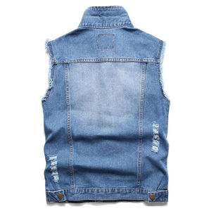 Pakistán fabricación transpirable alta calidad diseño personalizado hombres Denim chaleco invierno moda estilo Casual al por mayor - Product Image 2