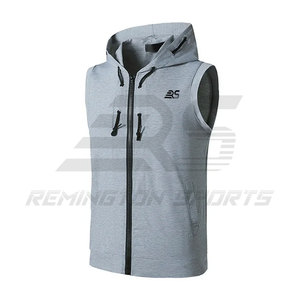 เสื้อฮู้ดแขนกุดสำหรับผู้ชายเสื้อฮู้ดแขนกุดสีพื้นแบบลำลอง - Product Image 2