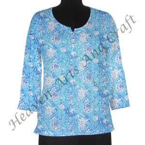 Beautiful Floral Hand Block Printed <b>Kurti</b> Hand Block Printed Cotton <b>Kurti</b> Dress Ethnic Casual Wear Indian <b>Kurti</b> For Women - Product Image 4