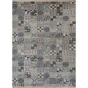Alfombra de Lana Anudada a Mano Erbe LCA-828 Azul, Diseño Rectangular de Patchwork para Sala de Estar, Dormitorio, Hecha a Mano, Abstracta, Oriental, Juvenil - Product Image 1
