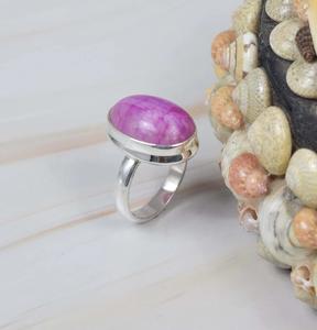 แหวนพลอยหยกสีชมพูธรรมชาติสีเงิน925สไตล์คลาสสิกสำหรับของขวัญครบรอบการหมั้นสำหรับผู้หญิง - Product Image 5