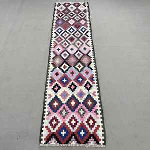 Turkish <b>Runner</b> Rug, 2.7x11.2 ft Vintage Rug, <b>Red</b> Kilim Wool Rug - Product Image 1