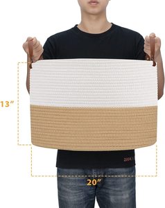 Eco-friendly <b>Basket</b> Cotton Rope, Large <b>Blanket</b> <b>Basket</b> Laundry Hamper <b>for</b> Throws, Pillows, <b>Blanket</b> OEM Made in Vietnam - Product Image 2
