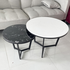 Modern Design Double <b>Sofa</b> <b>Table</b> Convertible Nesting Living Room Furniture with Stone Top and Iron Legs Durable TT68205 - Product Image 3