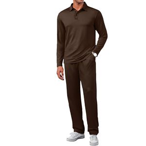 Ensemble de survêtements décontractés 2 pièces pour hommes personnalisés Pull polo tissé et pantalon de survêtement pour tenue de jogging d'hiver - Product Image 1