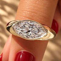 Bague de fiançailles en or avec diamant de laboratoire taille marquise East West Bezel, 2,00 carats, certifiée IGI, AURA LUXURIA, excellente taille, clarté VVS-VS