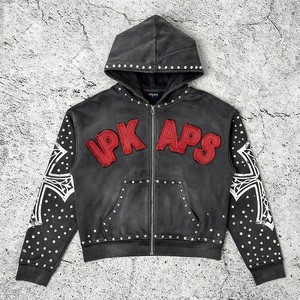 เสื้อฮู้ดดี้แบบยูนิเซ็กซ์ ประดับคริสตัลวิบวับ สไตล์สตรีทแวร์สำหรับฤดูหนาว ผลิตจากผ้าฝ้ายฟลีซ 100% เป็นมิตรต่อสิ่งแวดล้อม สามารถปรับแต่งได้ตามต้องการจากโรงงาน - Product Image 4