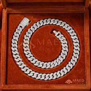 925 Silver Baguette Moissanite Cuban Link Chain Necklace Iced Out Hip Hop Luxury Diamond Look Jewelry <b>Gift</b> Trend - Product Image 4