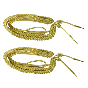 Uniforme hecho a mano Aiguillette plata Mylar cordones de hombro cordones de vestido personalizados borde tejido impreso hilo metálico reciclado - Product Image 2