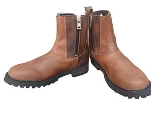 Botas de cuero de vaca genuino con cremallera lateral, botas de moto Chopper, zapatos, botas casuales de cuero de motorista - Product Image 5