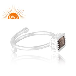 Dernière vente bague en argent sterling 925 avec pierres précieuses fumées naturelles bijoux personnalisés pour femmes cadeau pour elle - Product Image 4