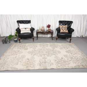 พรมขนสัตว์สีเบจและสีเขียวสไตล์ตุรกีวินเทจ5.5 x 9.4ft ผ้าสานเรียบการออกแบบการเย็บปะติดปะต่อกันสำหรับการตกแต่งห้องนั่งเล่น - Product Image 2