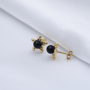 Pendientes de Perlas Negras con Diseño de Estrella y Cuentas Negras, Plata de Ley 925, Joyería Moderna y Elegante - Product Image 2