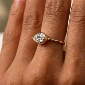 1.5 Carat Pear Brilliant Cut Lab Grown Diamond East West <b>Solitaire</b> Engagement <b>Ring</b> Modern 14K Gold Elegant Design - Product Image 3