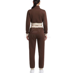 Popular Women <b>Cropped</b> Tracksuit Elastic Waist Solid Lightweight Quick Dry Fashion Athletic Jacket <b>Jogger</b> Pants Comfortable - Product Image 2